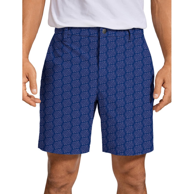 Men Blue geometric Golf Shorts
