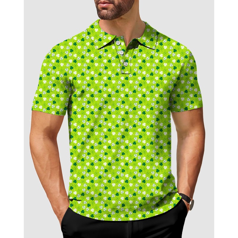 Men’s Leaf clover St. Patrick’s Day Golf Polo