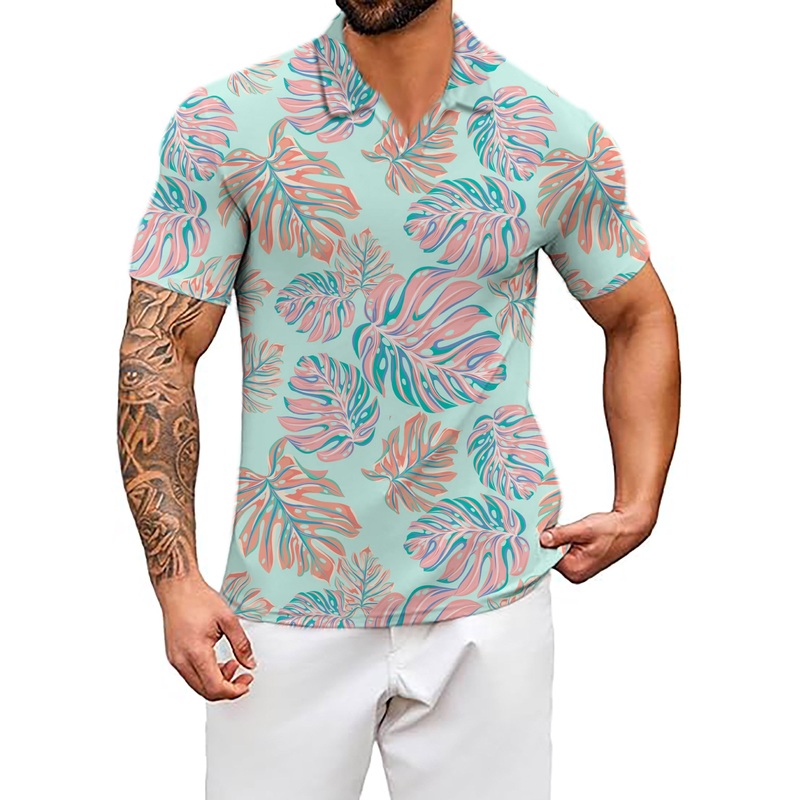 Men’s Magic Leaves V Neck Golf Polo Shirts