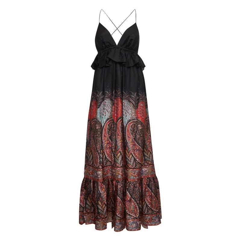 Black Paisley silk Rhiannon maxi dress
