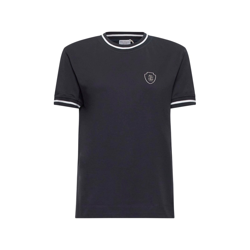 Blue cotton logo T-shirt|S|M|L|XL