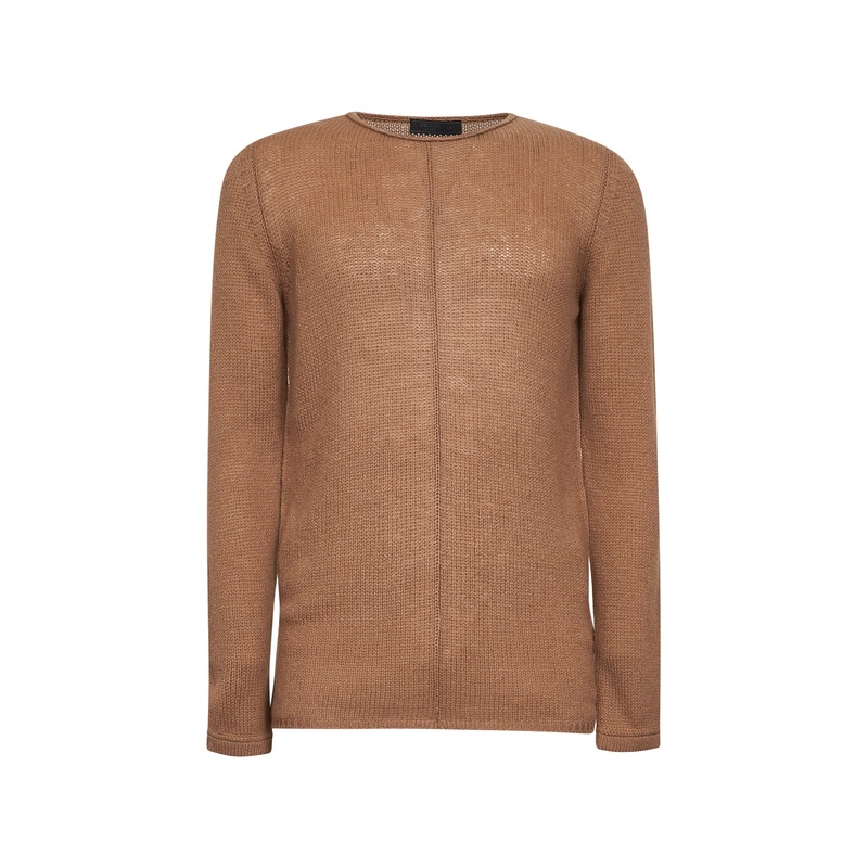 Camel cashmere crewneck sweater