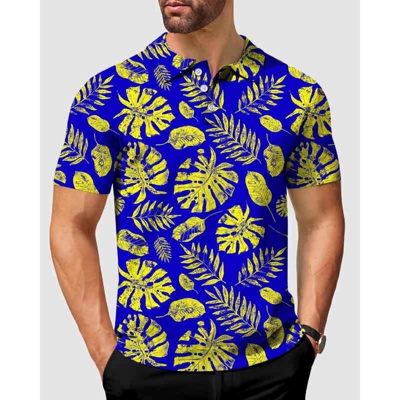 Men’s Tropical plants Polo|S|M|L|XL|2XL|3XL|4XL|5XL|6XL