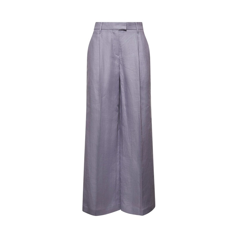 Purple gabardine Loose Pleated trousers