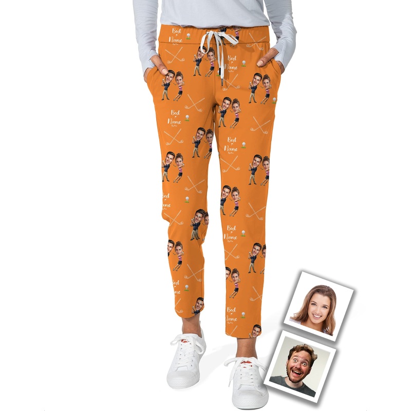 Custom Couple Photo Face & Name-Women’s 7/8 Stretch Ankle Golf Pants