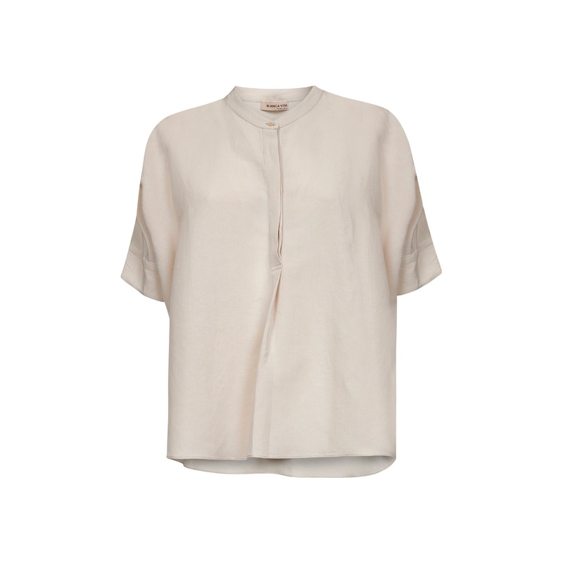 Ecru viscose and linen Brida tunic shirt