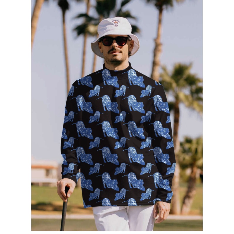 Men’s Blue Jaguar Pullover High neck Long/Short sleeve T-Shirt