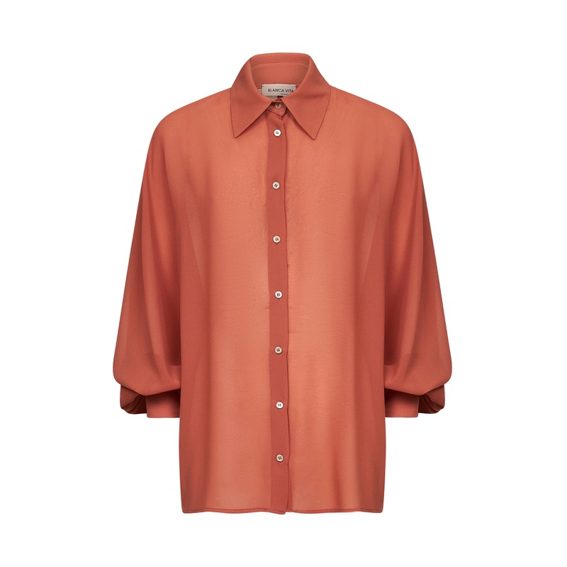 Orange crpe Cucumber shirt|40|42|44