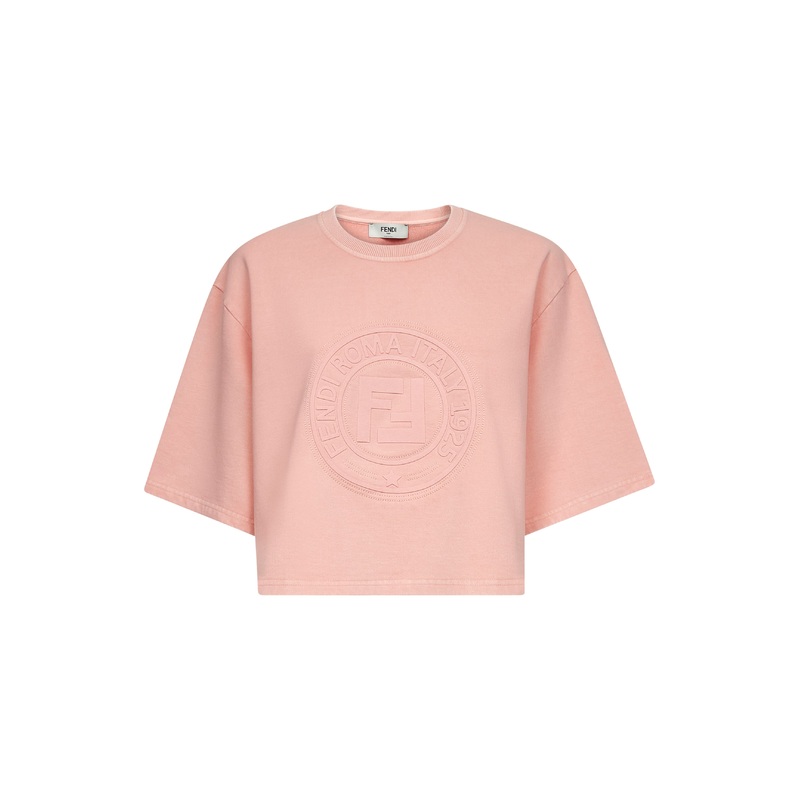 Pink cotton logo cropped T-shirt