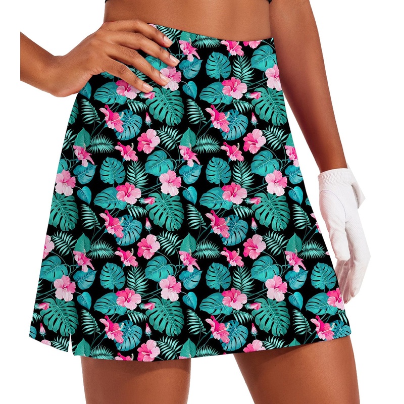 Women’s Tropic Floral Golf Skirts Inner Shorts Pocket