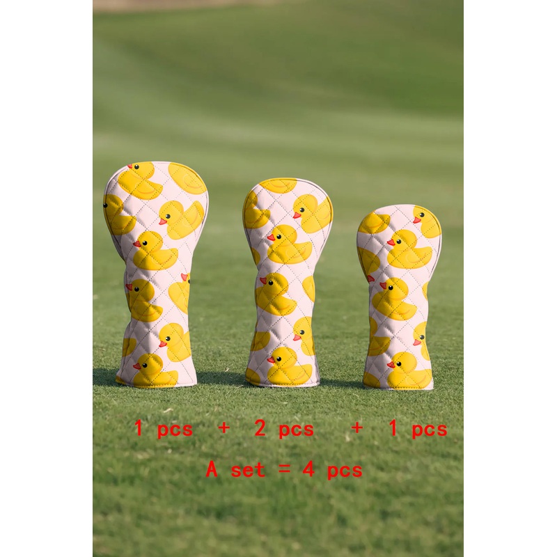 Yellow duck Cotton Quilting Golf Cover Set Digital Printing Sewing The Perfect Gift For Your Favorite Team 4 Pcs Set