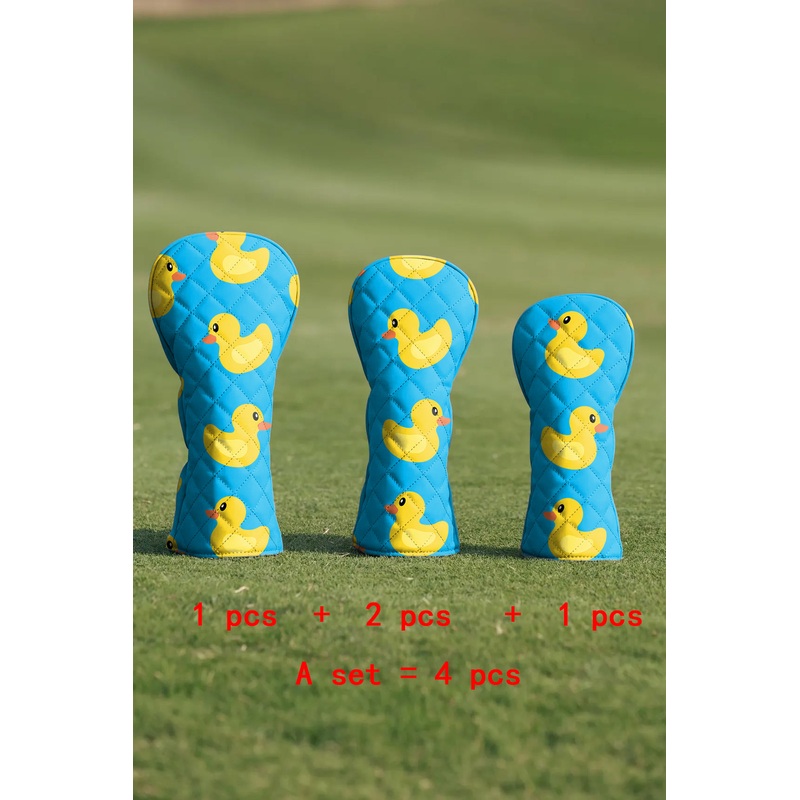 Yellow duck Quilting Golf Cover Set Digital Printing Sewing The Perfect Gift For Your Favorite Team 4 Pcs Set
