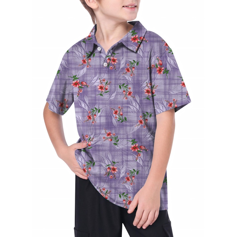 Youth Purple flower Golf Polo|8Y|10Y|11Y|12Y|13Y|14Y|16Y