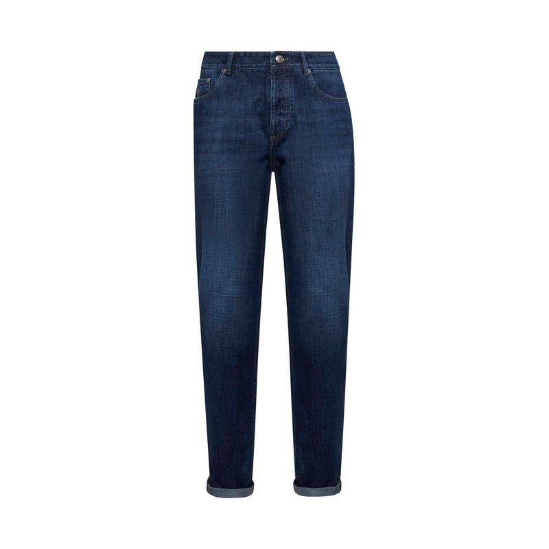 Blue denim traditional fit jeans