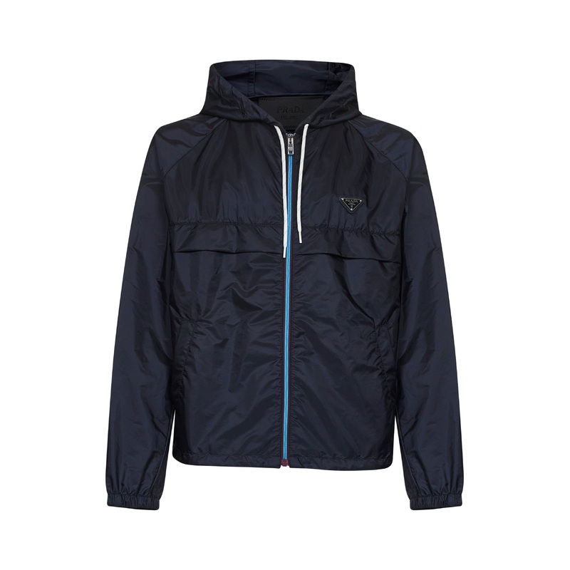 Blue Re-Nylon hooded blouson jacket