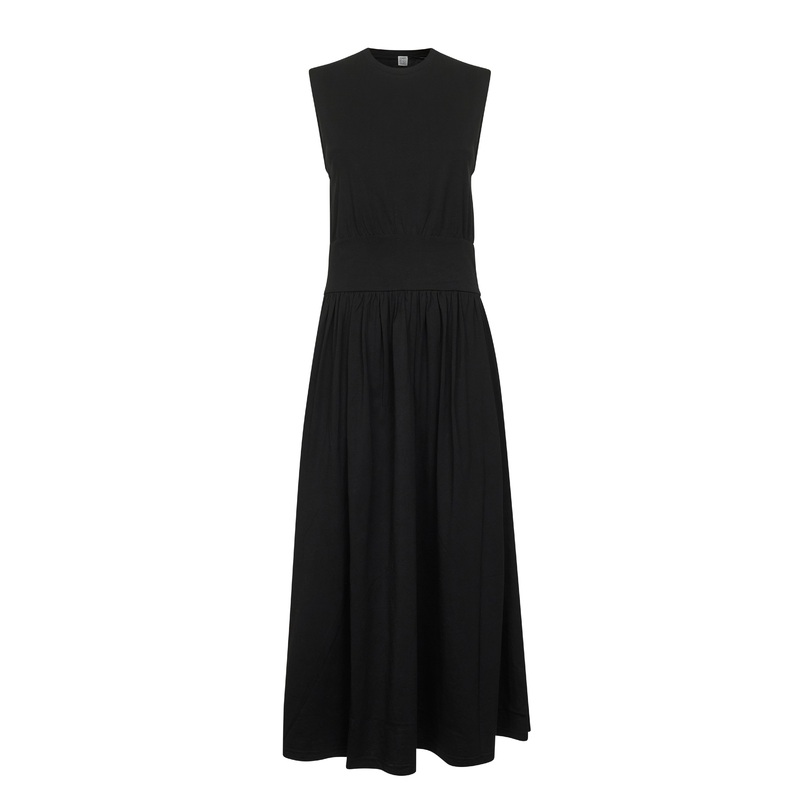 Black organic jersey sleeveless tee dress