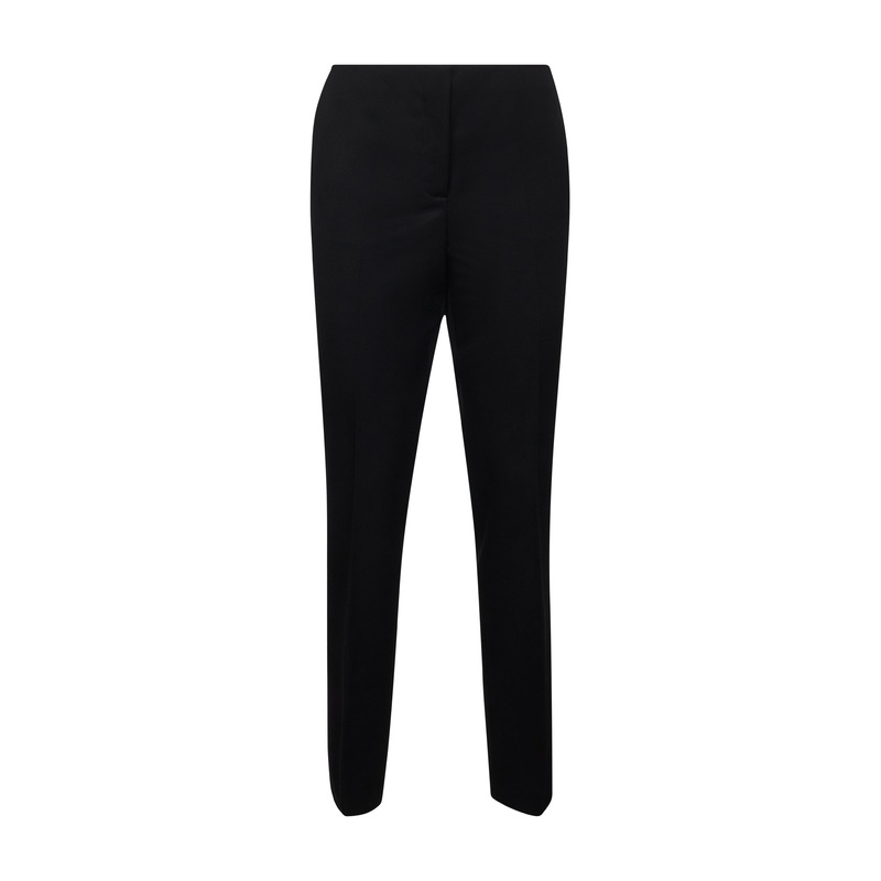Black wool gabardine slim tailoring trousers
