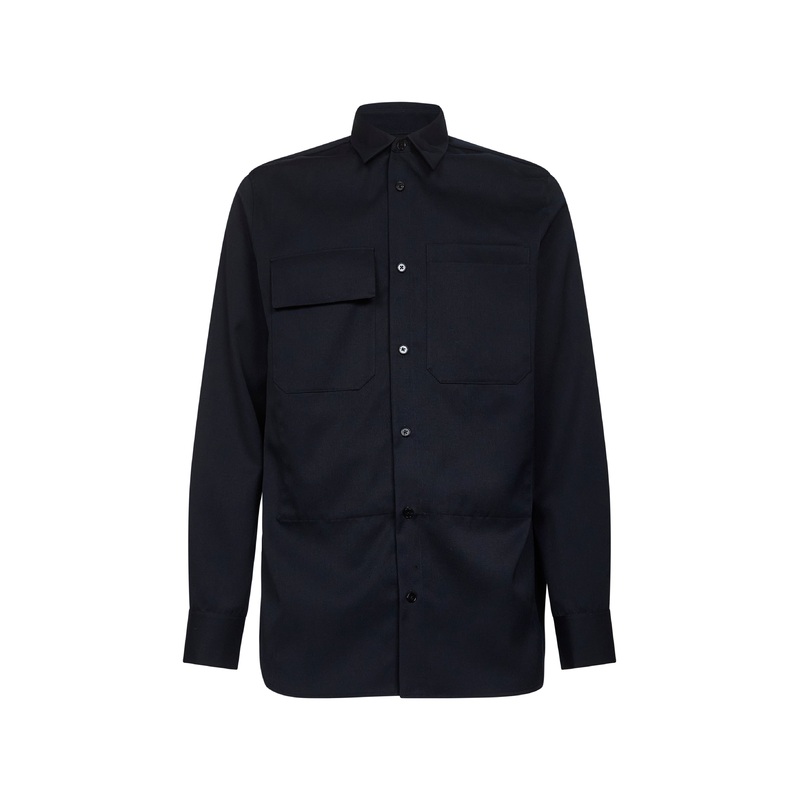 Blue wool gabardine shirt|40|42|39