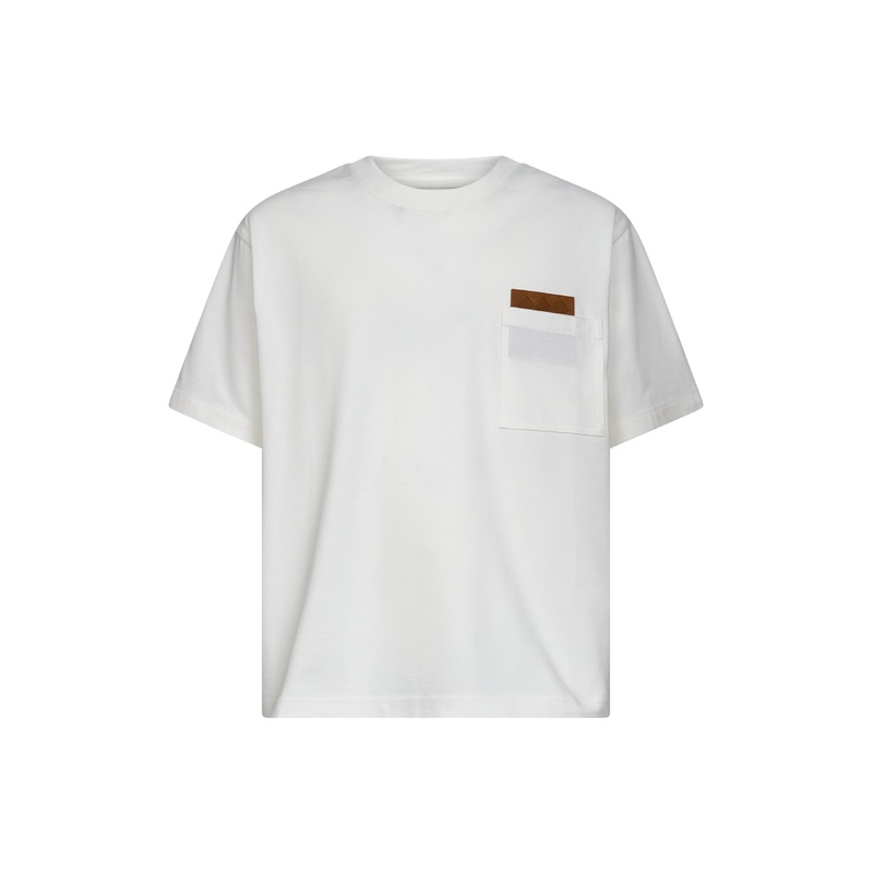 Chalk Pima cotton jersey crewneck T-Shirt<BR/>