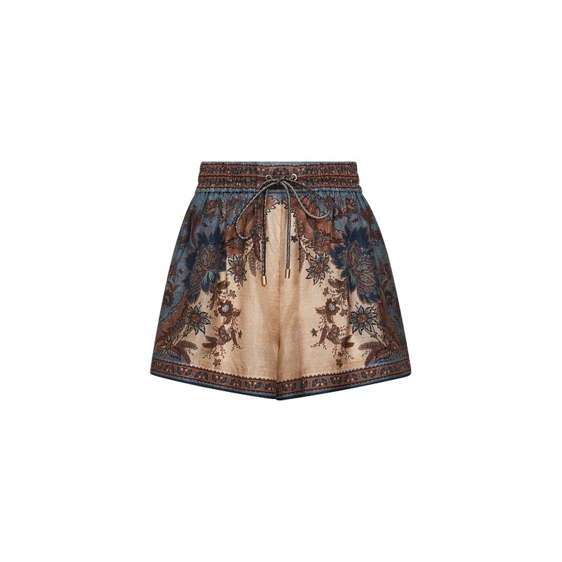 Indienne floral habotai silk Ascension shorts