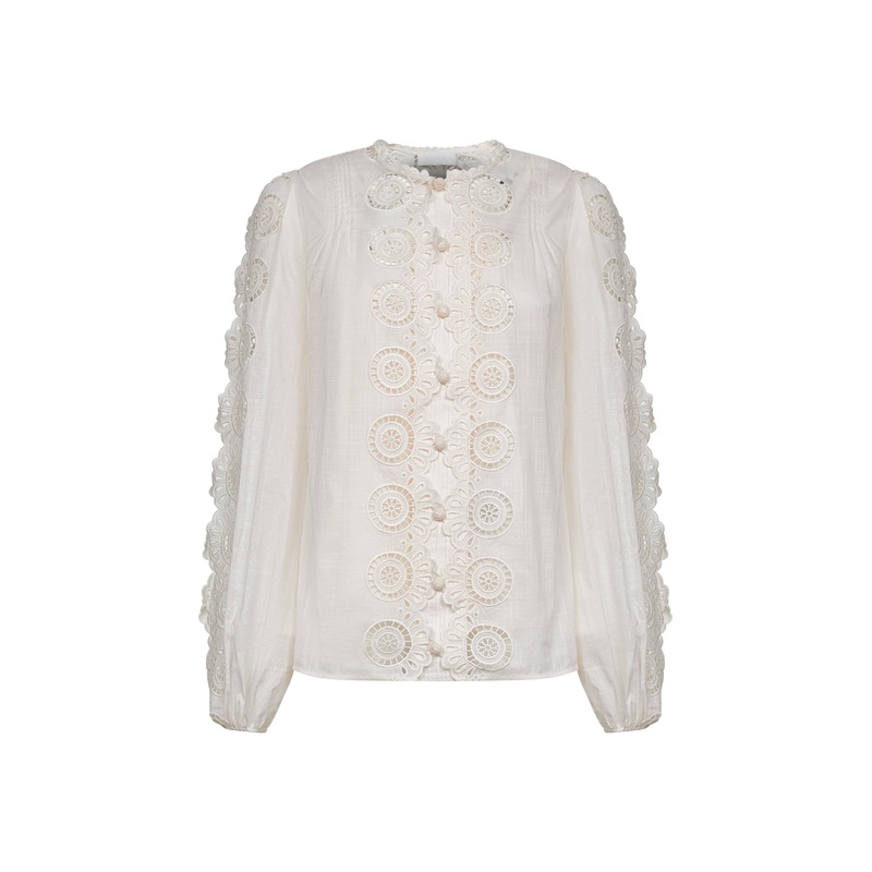 Ivory embroidered cotton Lucky blouse
