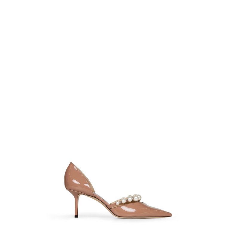 Nude patent leather Aurelie 65 pumps