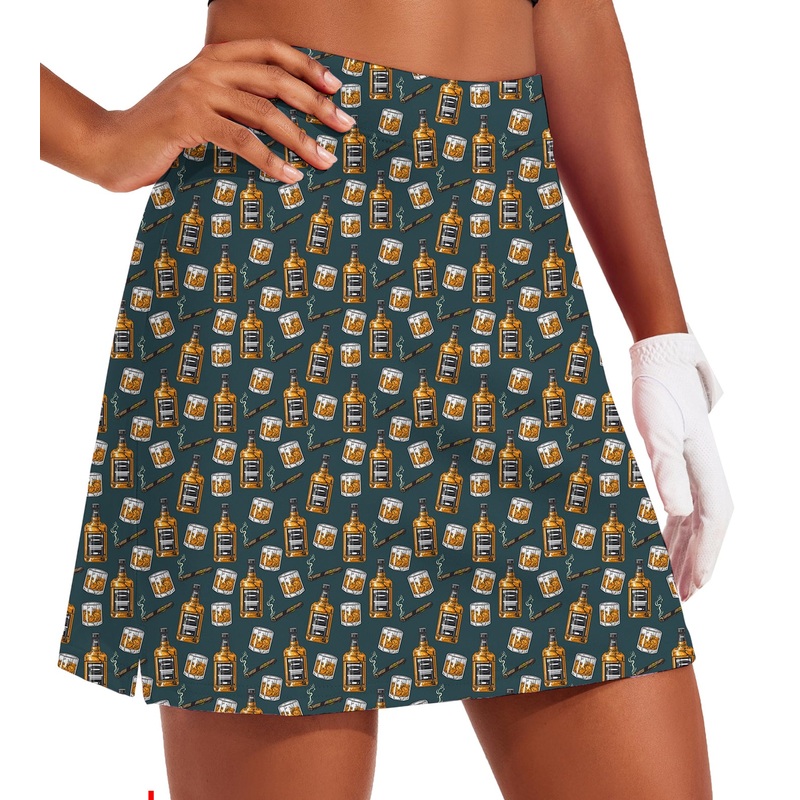 Women’s WHISKEY CIGARS Golf Skirts Inner Shorts Pocket