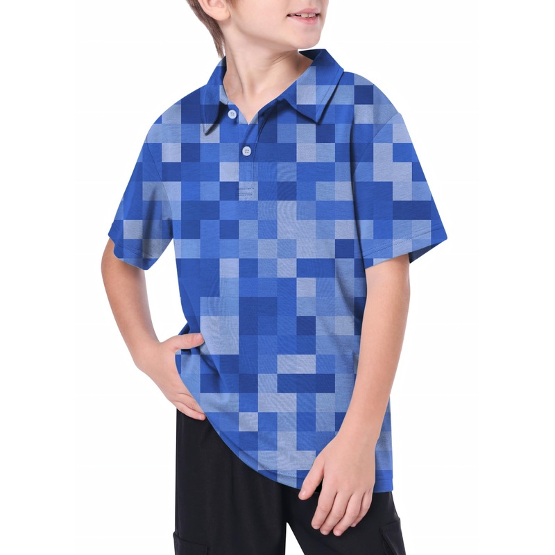 Youth Navy blue Pixel Big Golf Polo