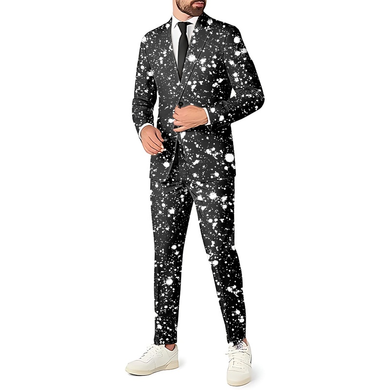 ZEBRA SPLATTER Men’s Party Costumes-Theme Party 2 or 3pcs Suit set-Blazer Pants & Vest