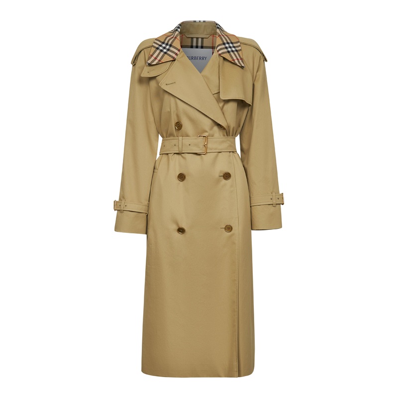 Beige gabardine Castleford long trench coat