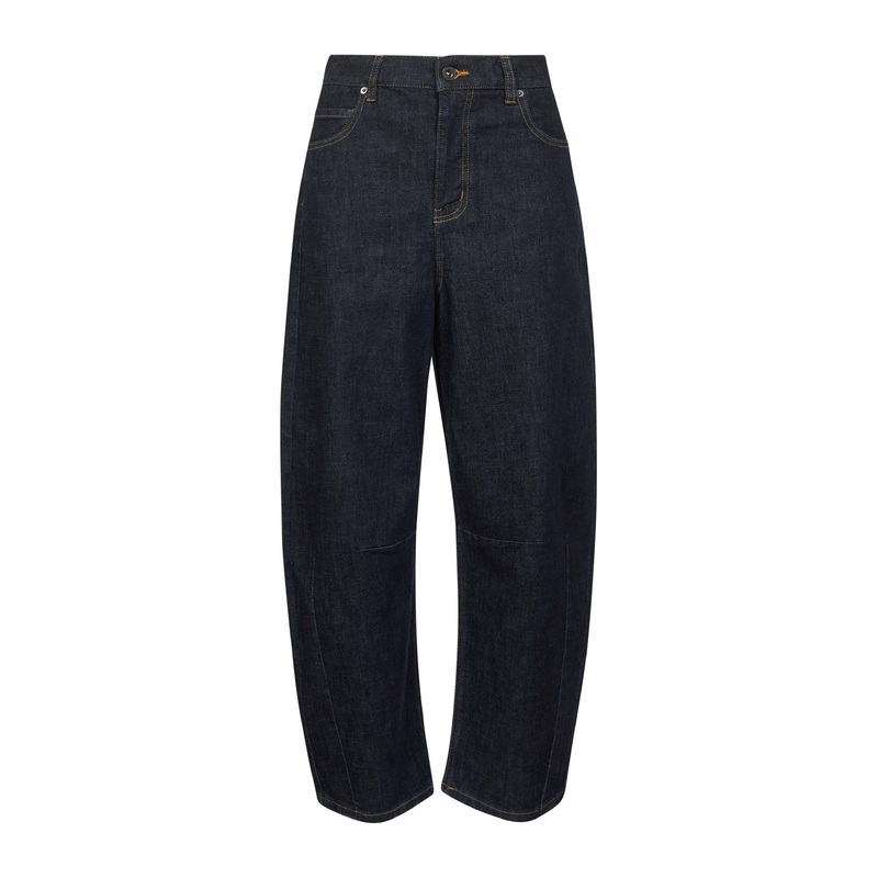 Blue cotton denim barrel jeans