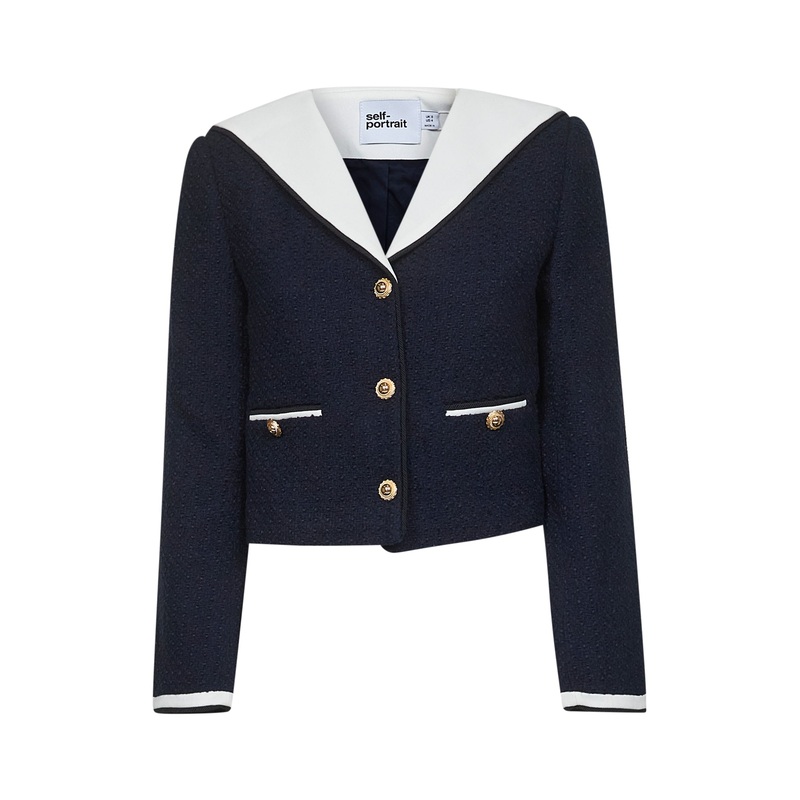 Blue wool blend boucl jacket|6|8|10|12