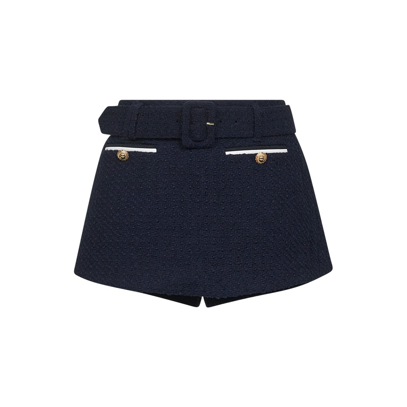 Blue wool blend boucl skorts|6|8|10|12