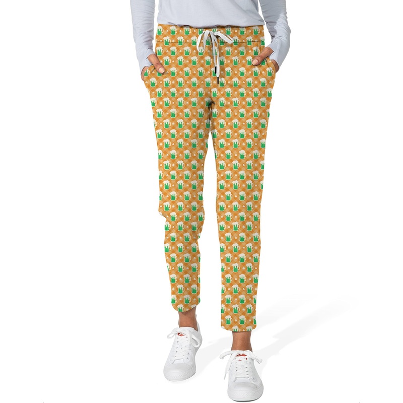 Green beer and clover leaf St. Patrick’s Day-Women’s 7/8 Stretch Ankle Golf Pants
