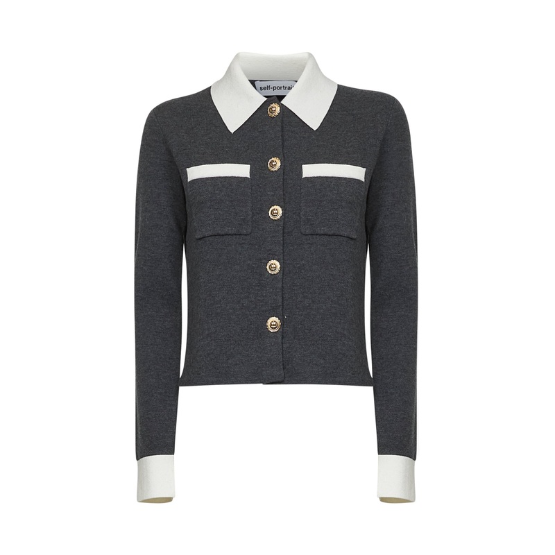 Grey wool and cashmere blend cardigan