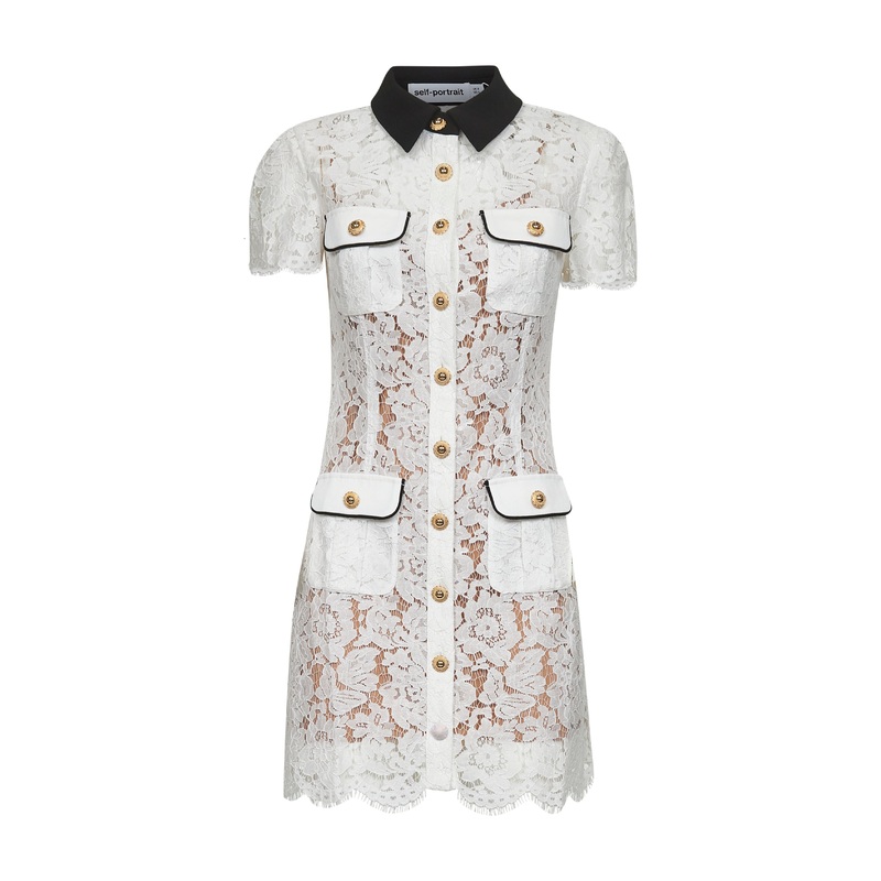 White floral lace mini dress|6|8|10|12
