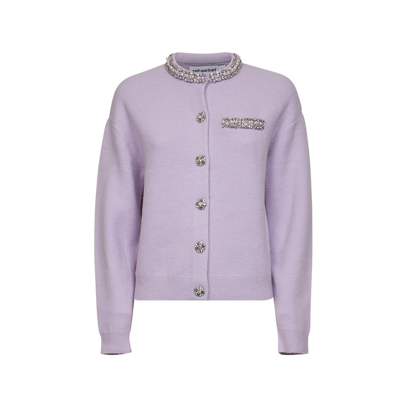 Lilac crystal trim knit cardigan