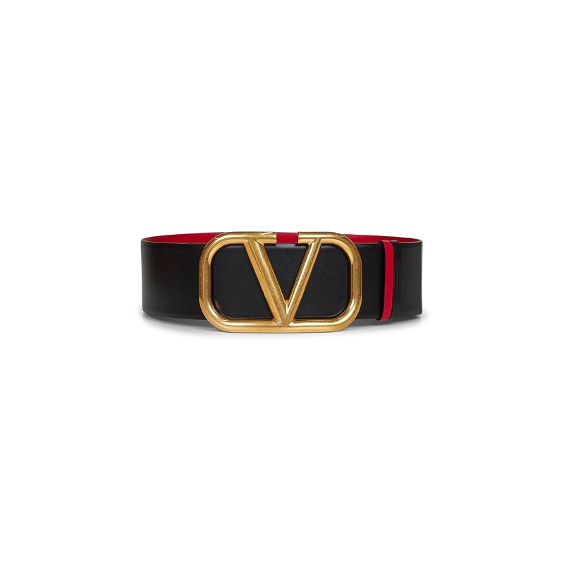 Black leather VLogo Signature reversible belt