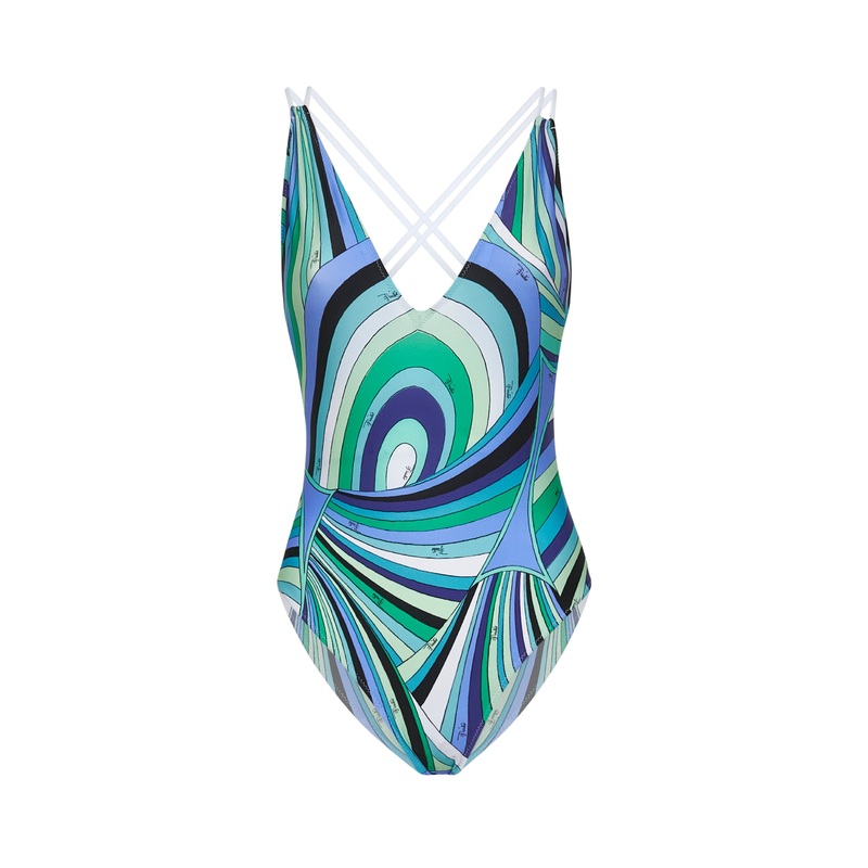 Iride print lycra one-piece swimsuit