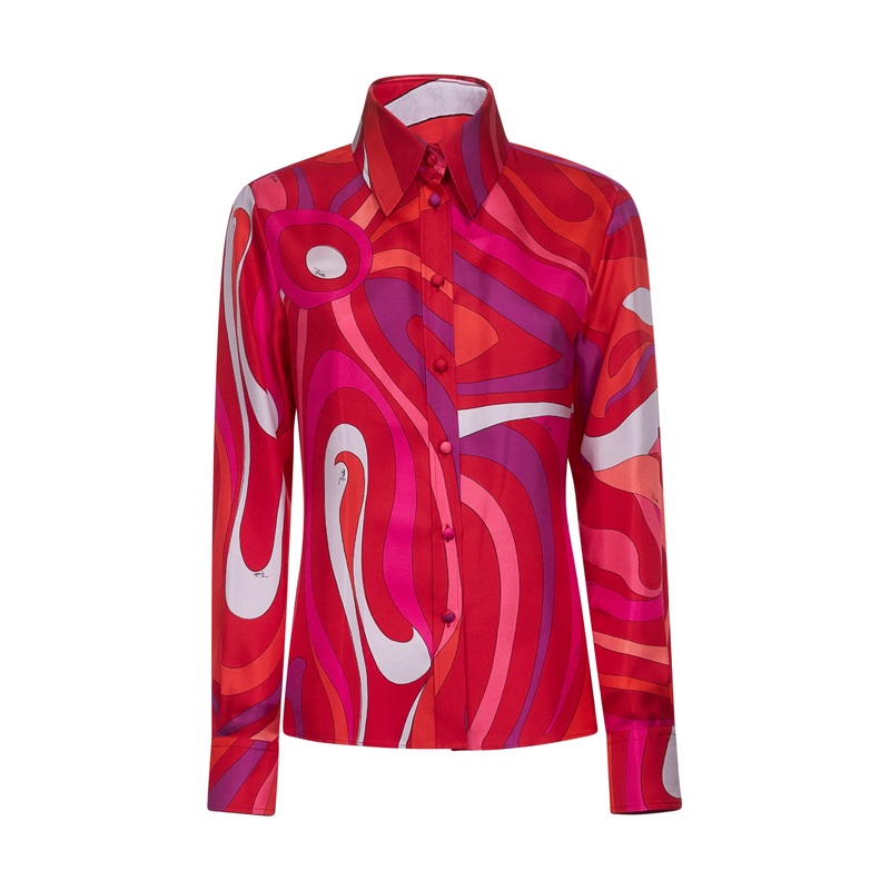 Marmo print silk twill shirt|42|44|46