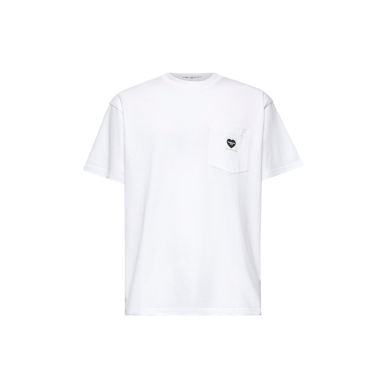 White cotton S/S Pocket Heart T-shirt