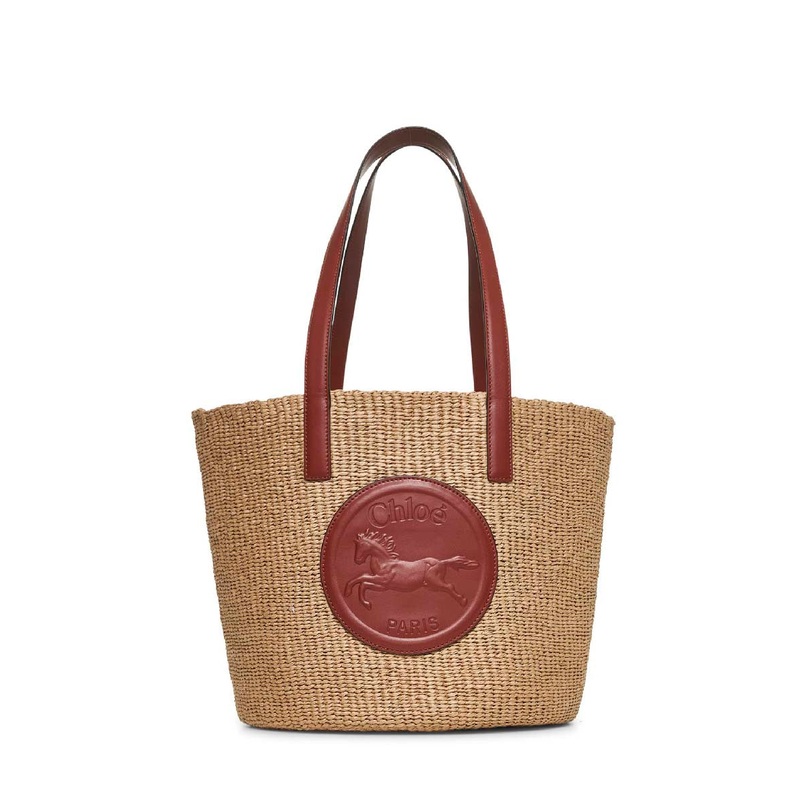 Beige Horse Medal large basket bag