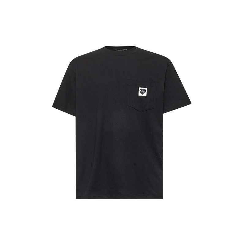 Black cotton S/S Pocket Heart T-shirt