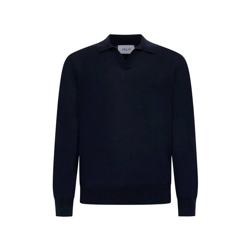 Black knit Skipper Athleisure polo shirt
