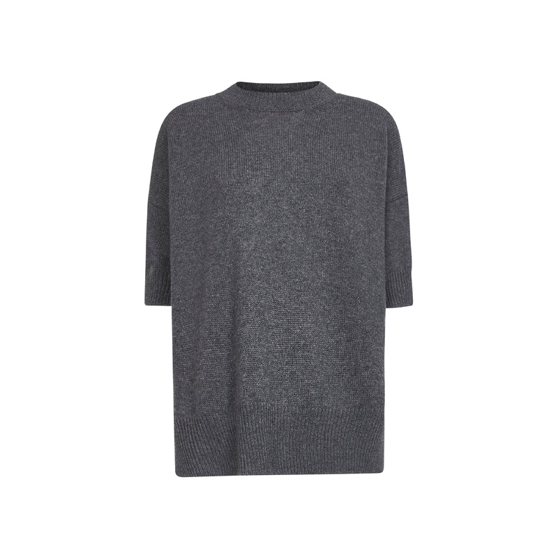 Grey cashmere short-sleeved sweater