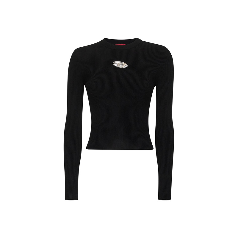 M-Valari Top in black ribbed stretch jersey
