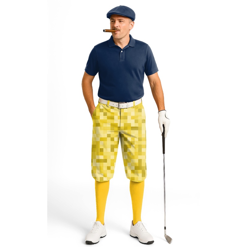 Yellow Pixel Big Men’s Golf Knickers Pants