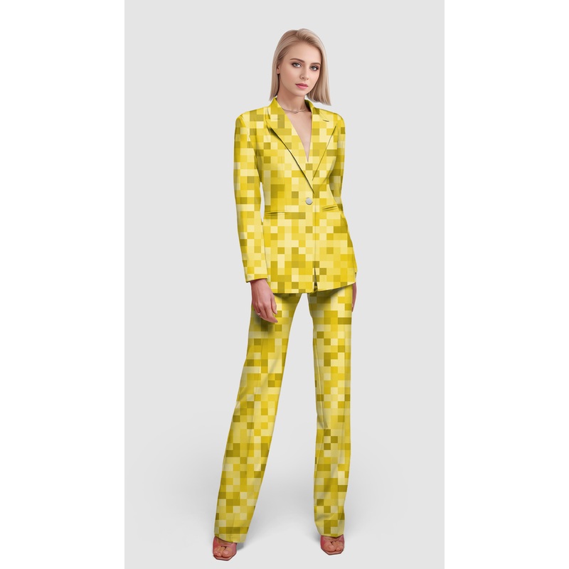 Yellow Pixel Big Women’s Blazer Casual Work Office Blazer Suit set