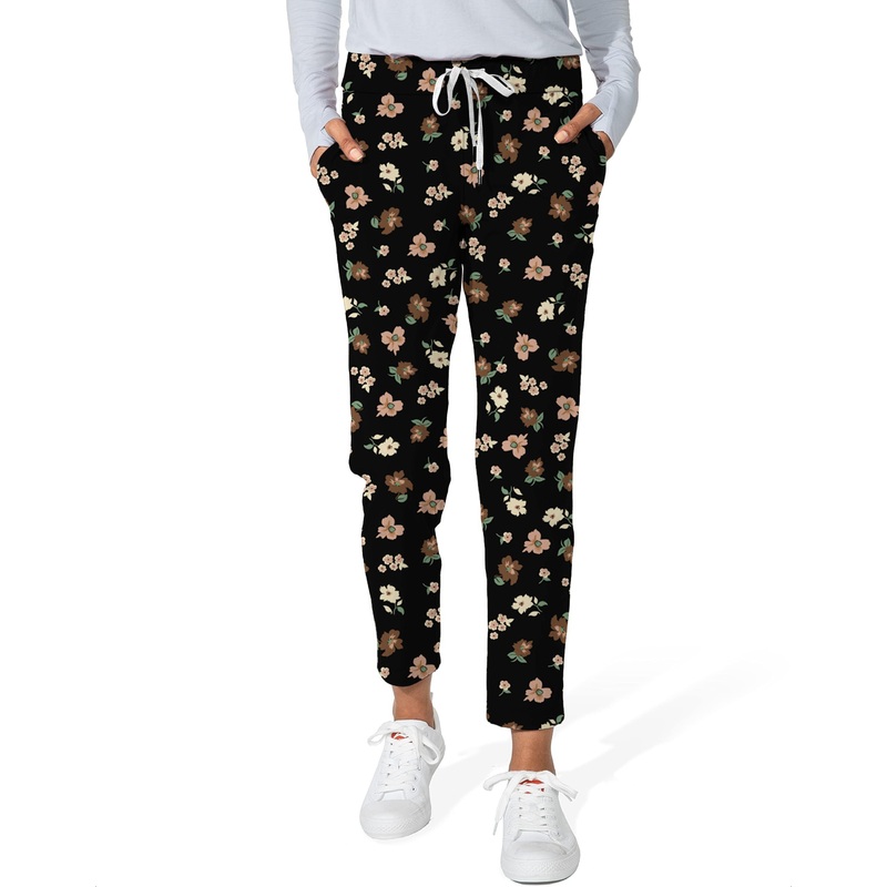 black flower-Women’s 7/8 Stretch Ankle Golf Pants