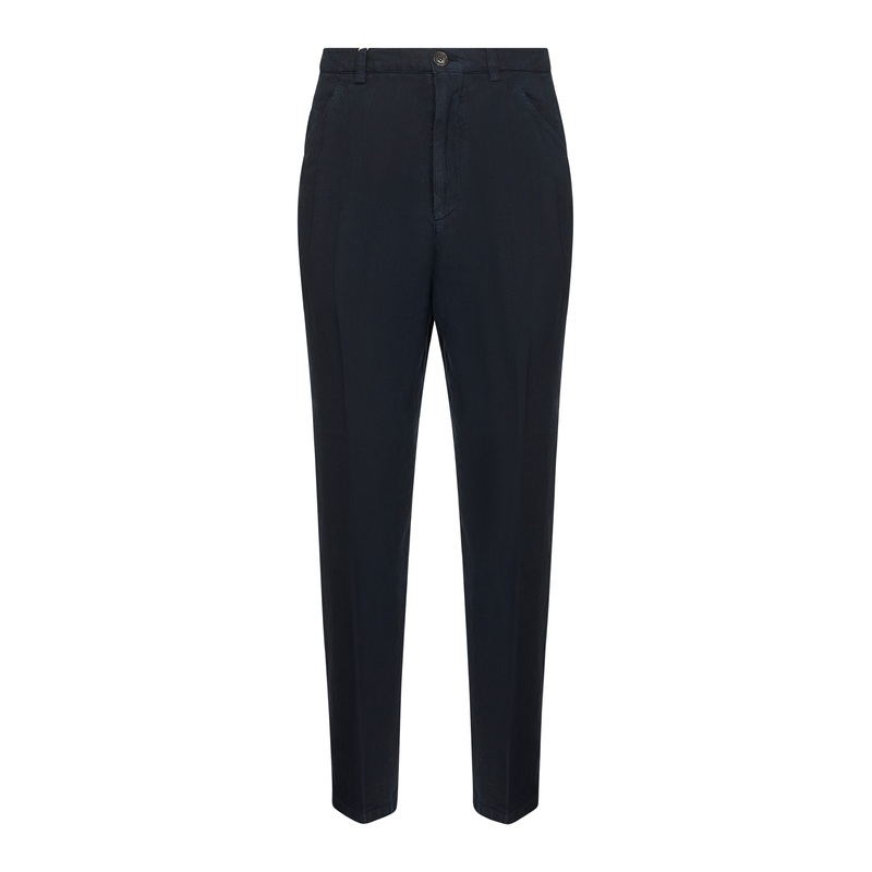 Leisure fit blue comfort linen canvas trousers